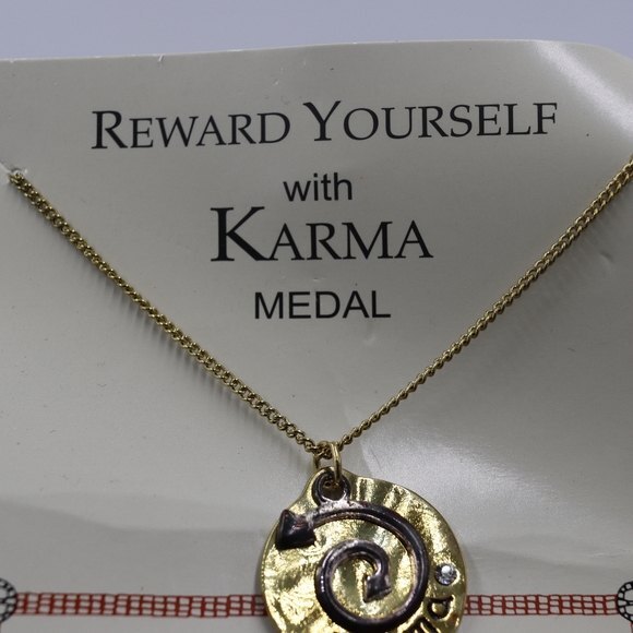 Karma Medal Necklace New on Card - Picture 2 of 6